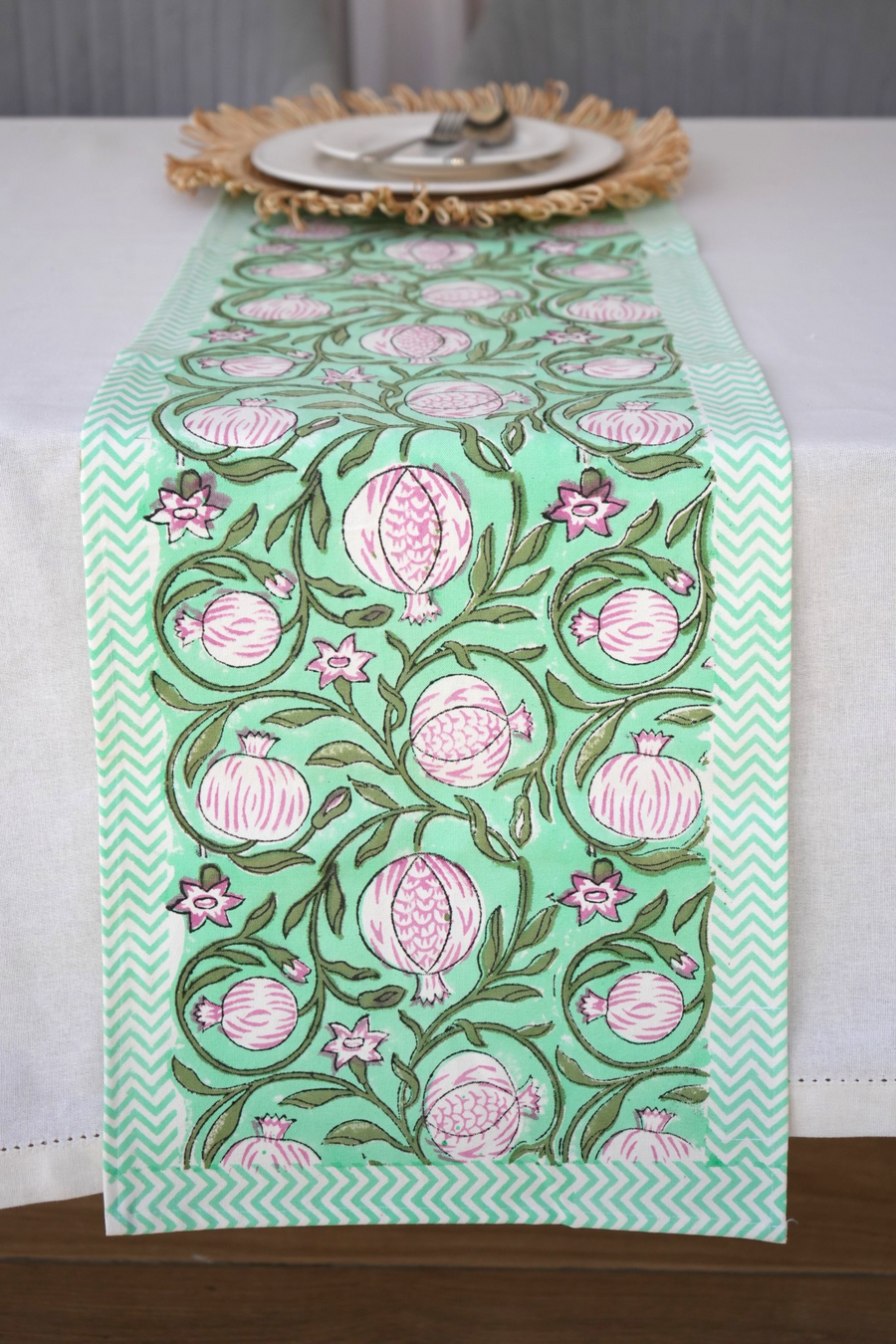 Turquoise Pomegranate Grove Table Runner