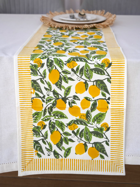 Lemon groove summer table runner