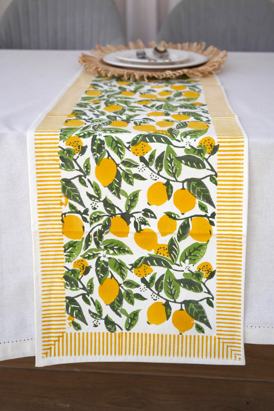 Lemon groove summer table runner