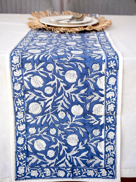 Ocean Blue Pomegranate Table Runner