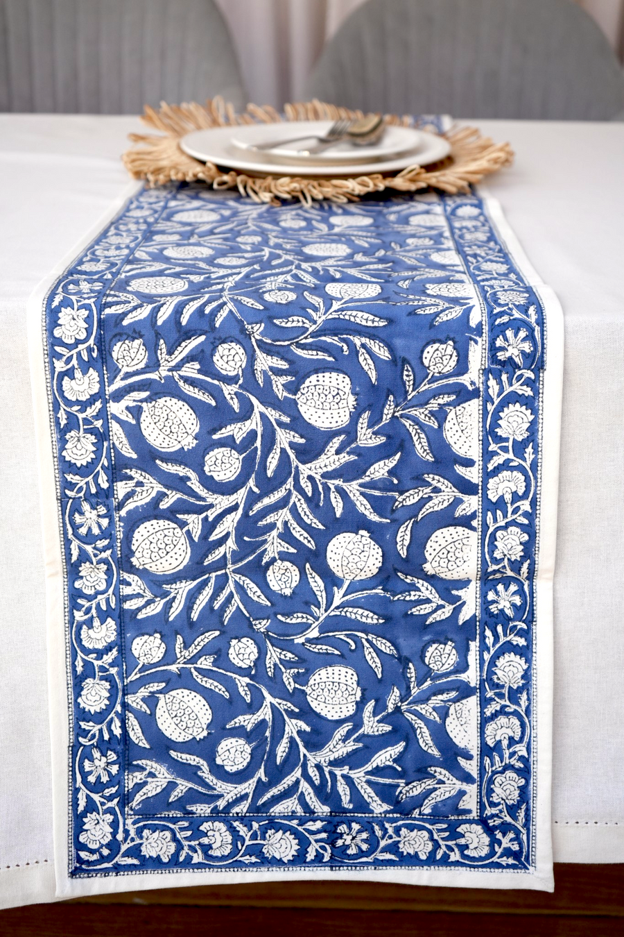 Ocean Blue Pomegranate Table Runner