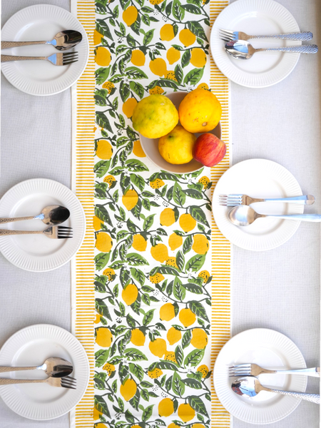 Lemon groove summer table runner