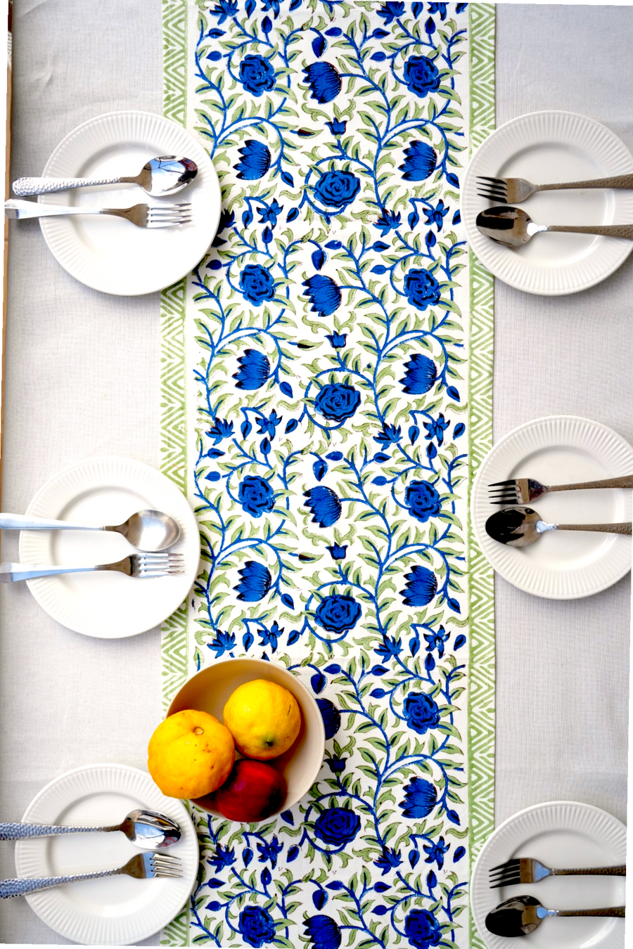 Blue Rose Garden Table Runner