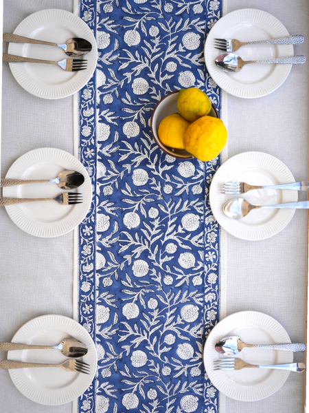 Ocean Blue Pomegranate Table Runner