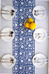 Ocean Blue Pomegranate Table Runner