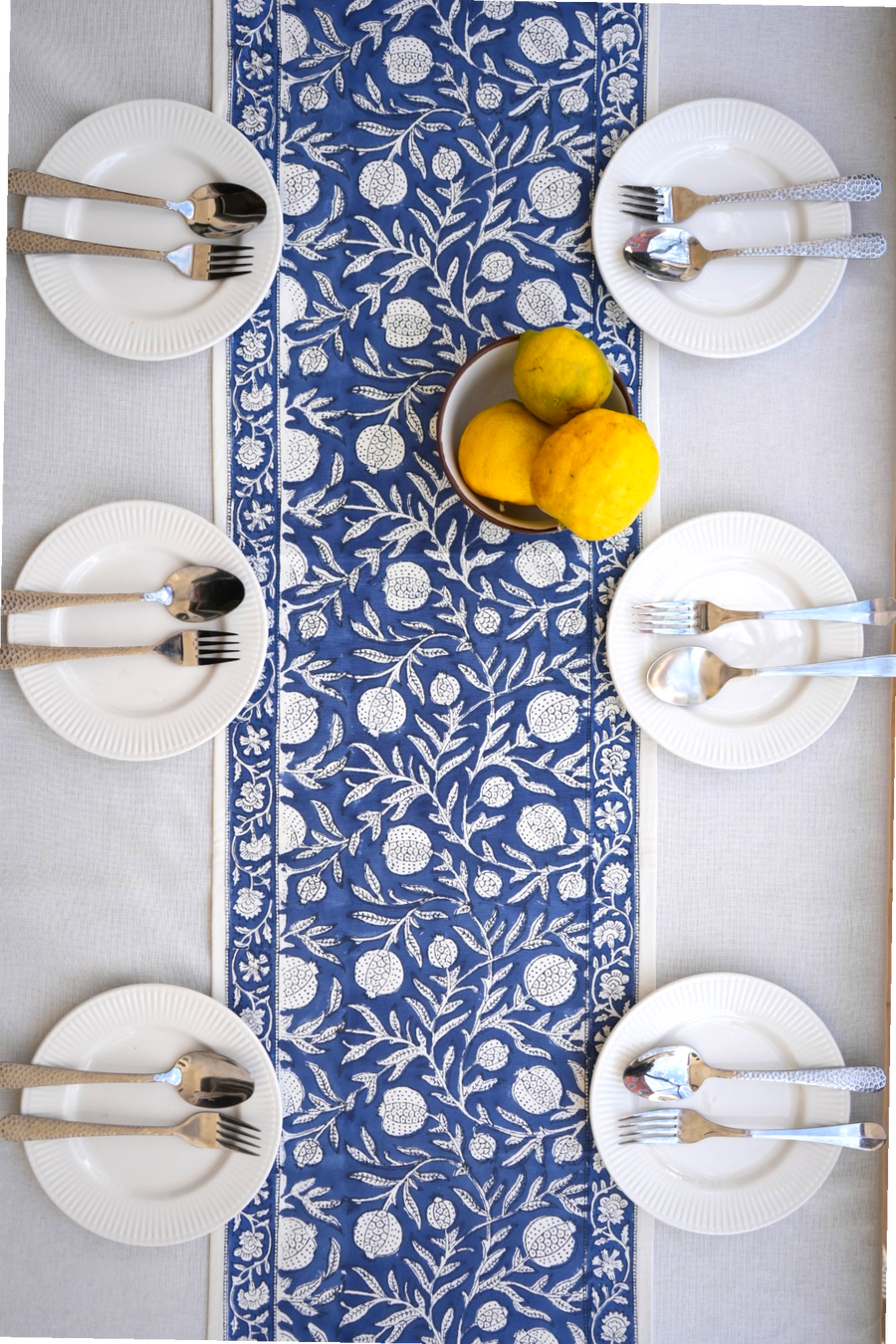 Ocean Blue Pomegranate Table Runner
