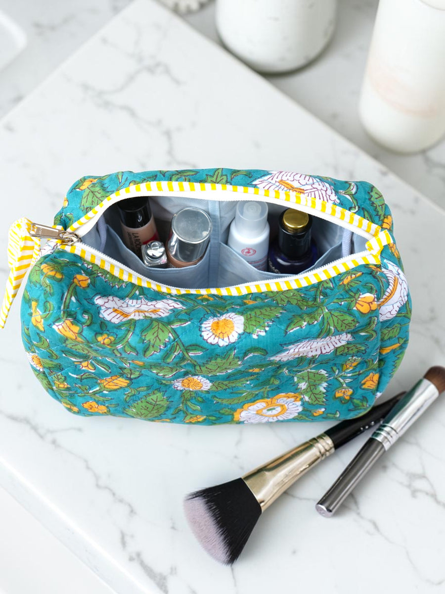 Quilted Pouches in Wildflower Wave