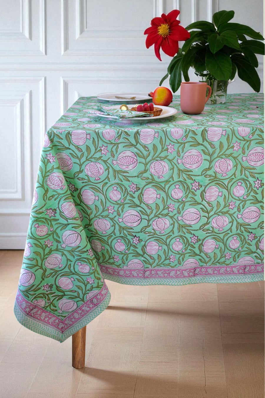 Turquoise Pomegranate Grove Tablecloth