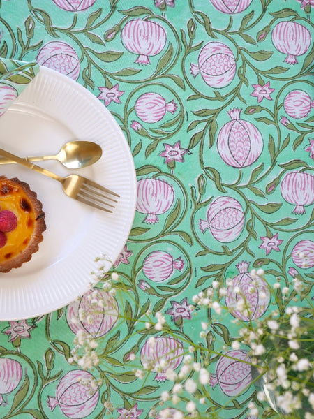 Turquoise Pomegranate Grove Tablecloth