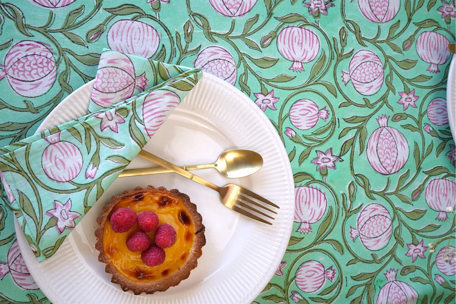 Turquoise Pomegranate Grove Tablecloth