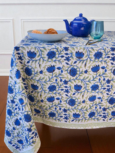Blue Rose Garden Tablecloth