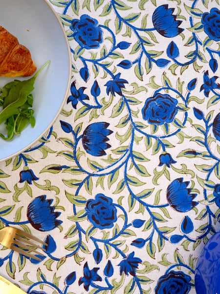 Blue Rose Garden Tablecloth
