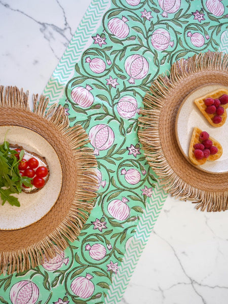 Turquoise Pomegranate Grove Table Runner
