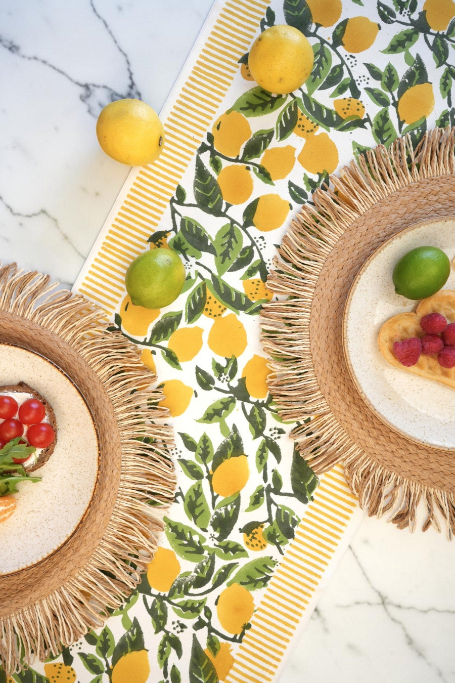 Lemon groove summer table runner