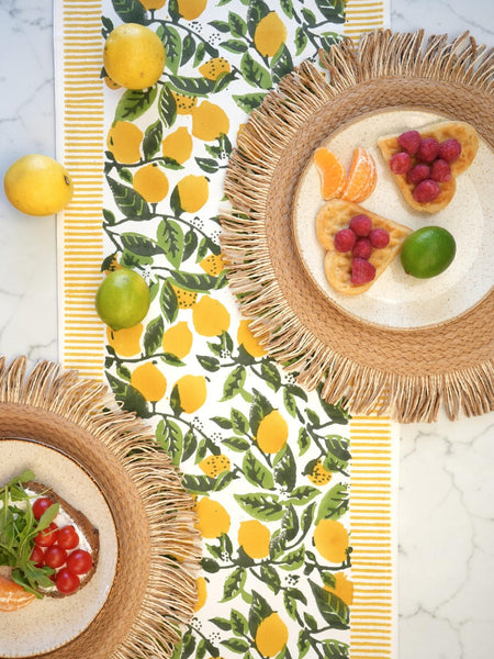 Lemon groove summer table runner