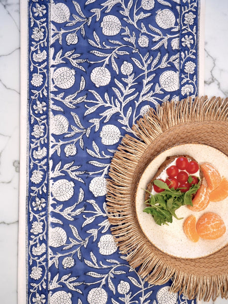 Ocean Blue Pomegranate Table Runner