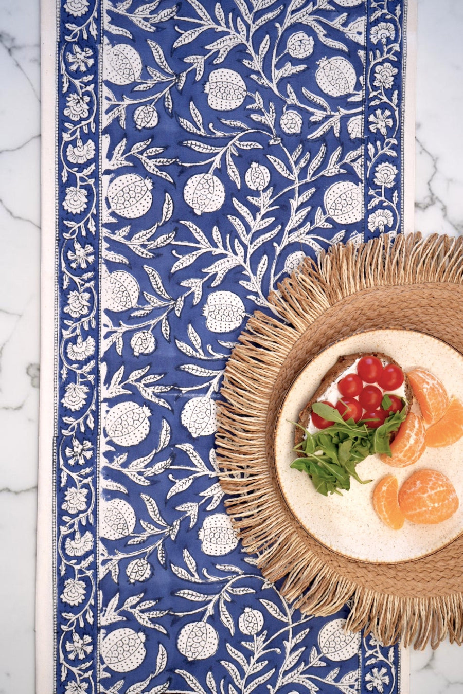 Ocean Blue Pomegranate Table Runner