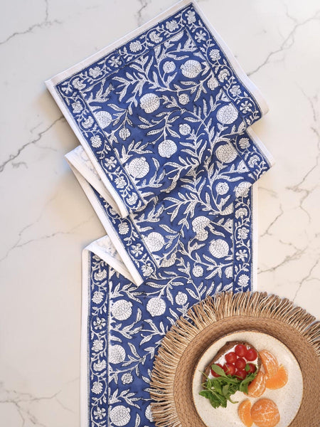 Ocean Blue Pomegranate Table Runner