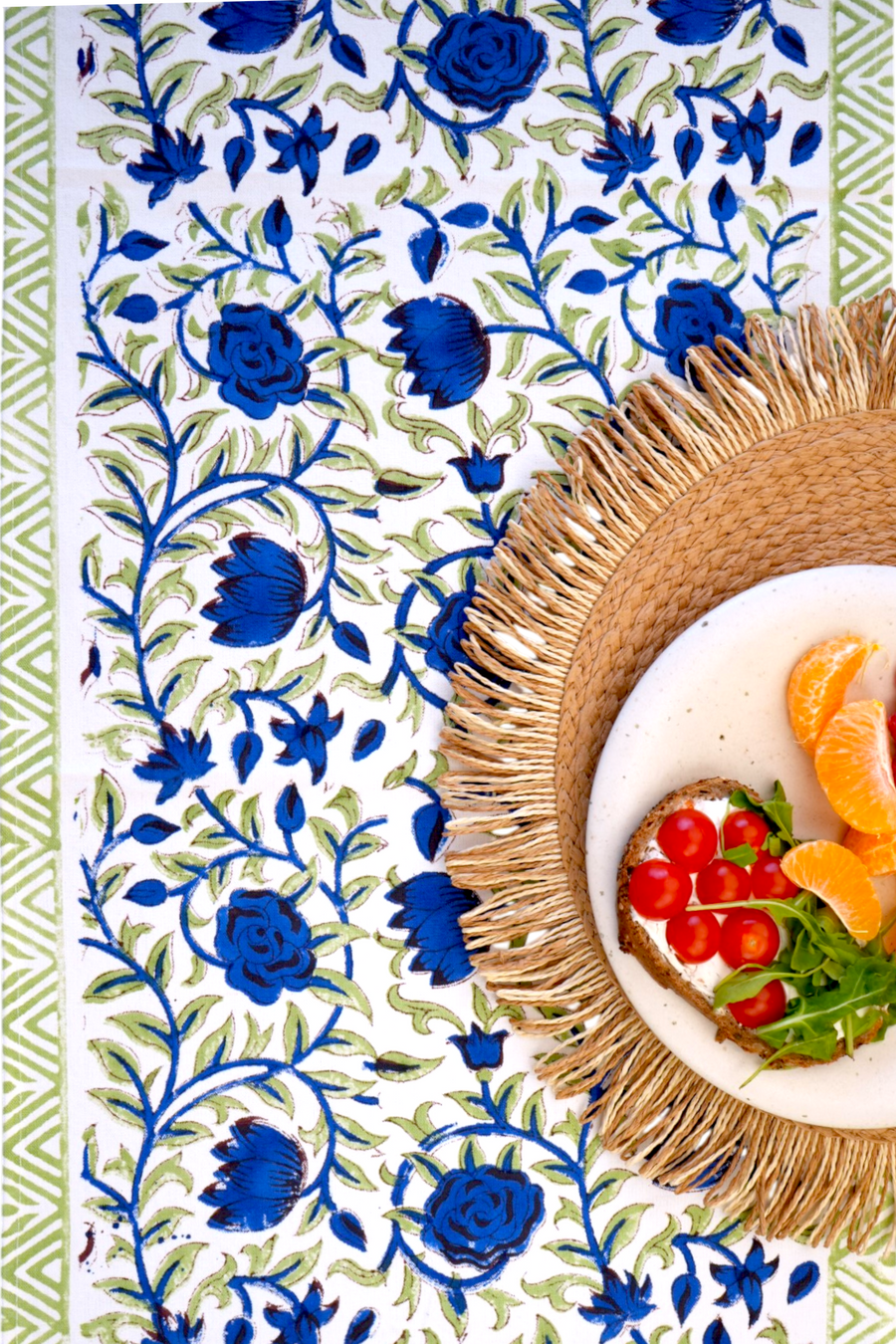 Blue Rose Garden Table Runner