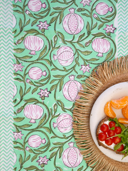 Turquoise Pomegranate Grove Table Runner