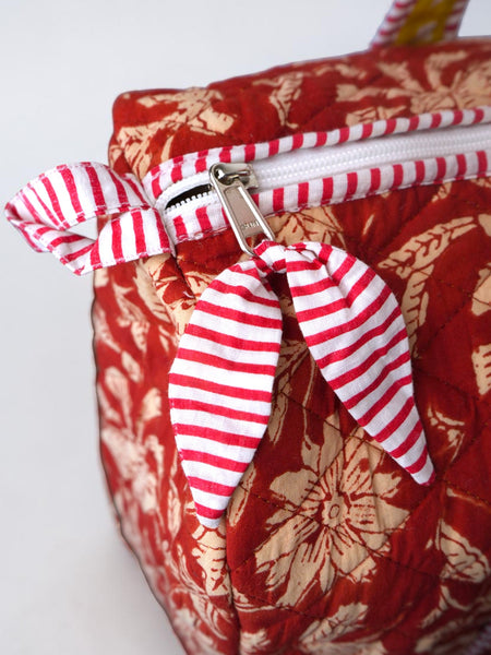 Quilted Duffle Bag in Ruby Vine