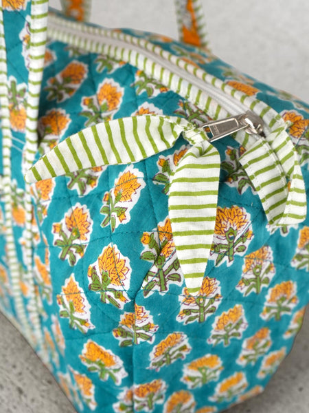 Quilted Duffle bag in Teal Tropicana