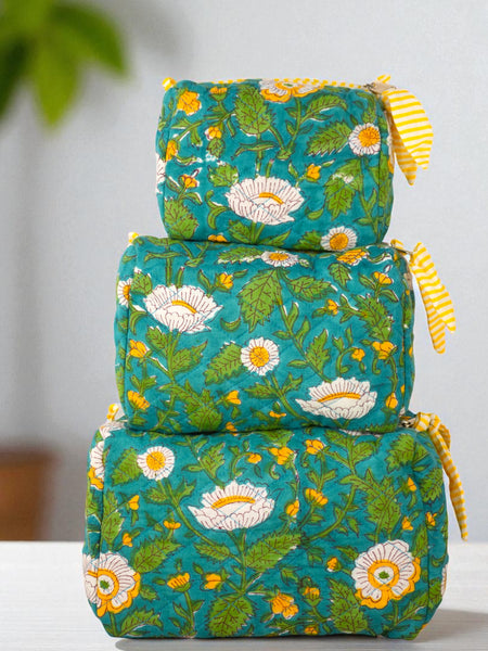 Quilted Pouches in Wildflower Wave