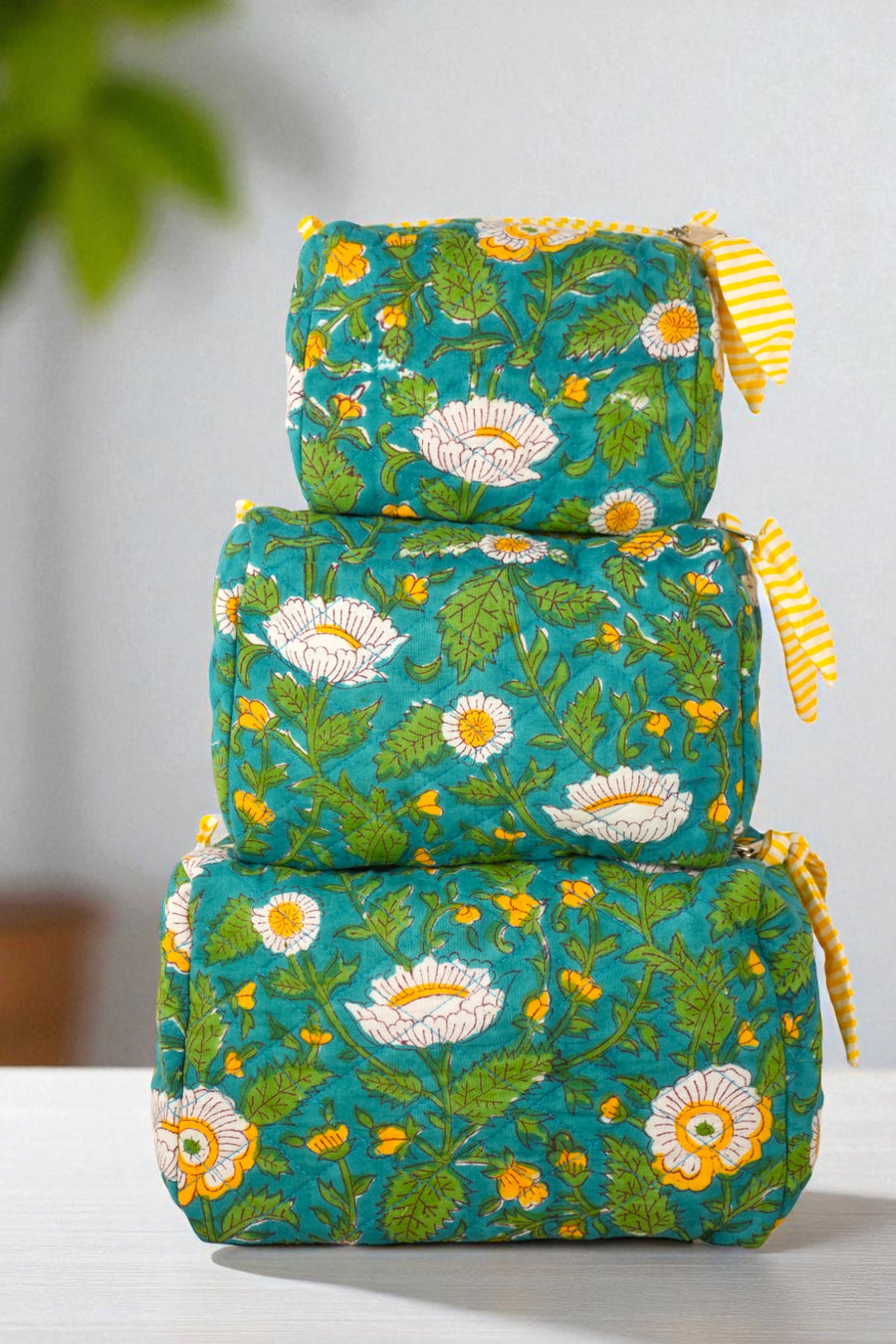 Quilted Pouches in Wildflower Wave