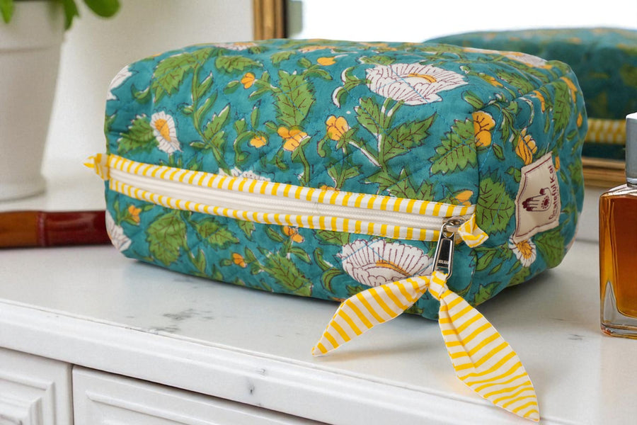 Quilted Pouches in Wildflower Wave