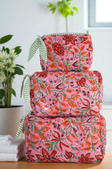 Quilted Pouches in Pink Fiesta Floral