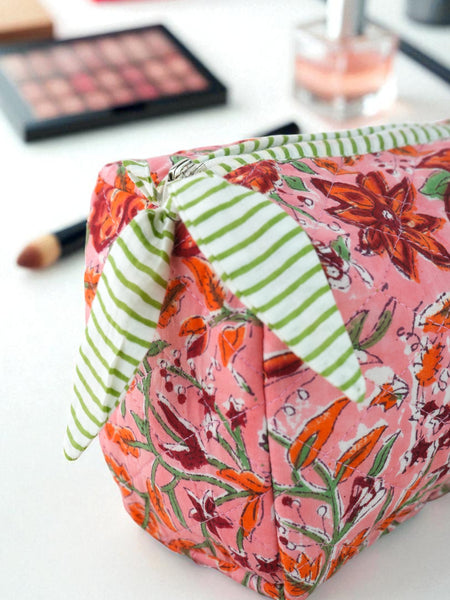 Quilted Pouches in Pink Fiesta Floral