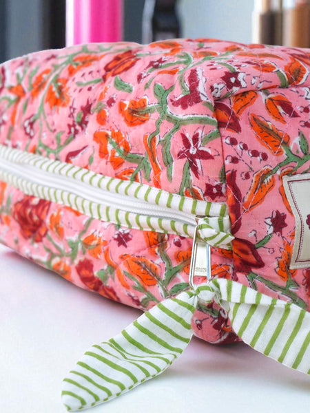 Quilted Pouches in Pink Fiesta Floral