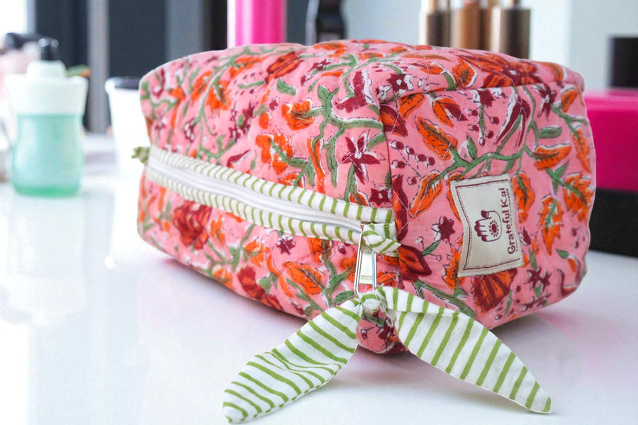 Quilted Pouches in Pink Fiesta Floral