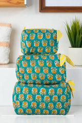 Quilted Pouch in Teal Tropicana
