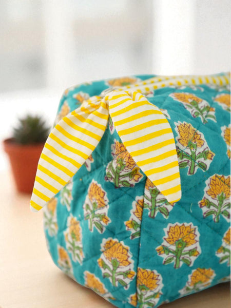 Quilted Pouch in Teal Tropicana