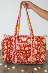Quilted Duffle Bag in Ruby Vine