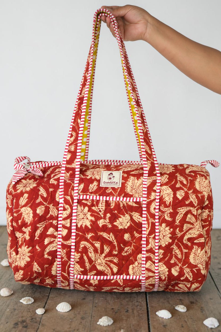 Quilted Duffle Bag in Ruby Vine