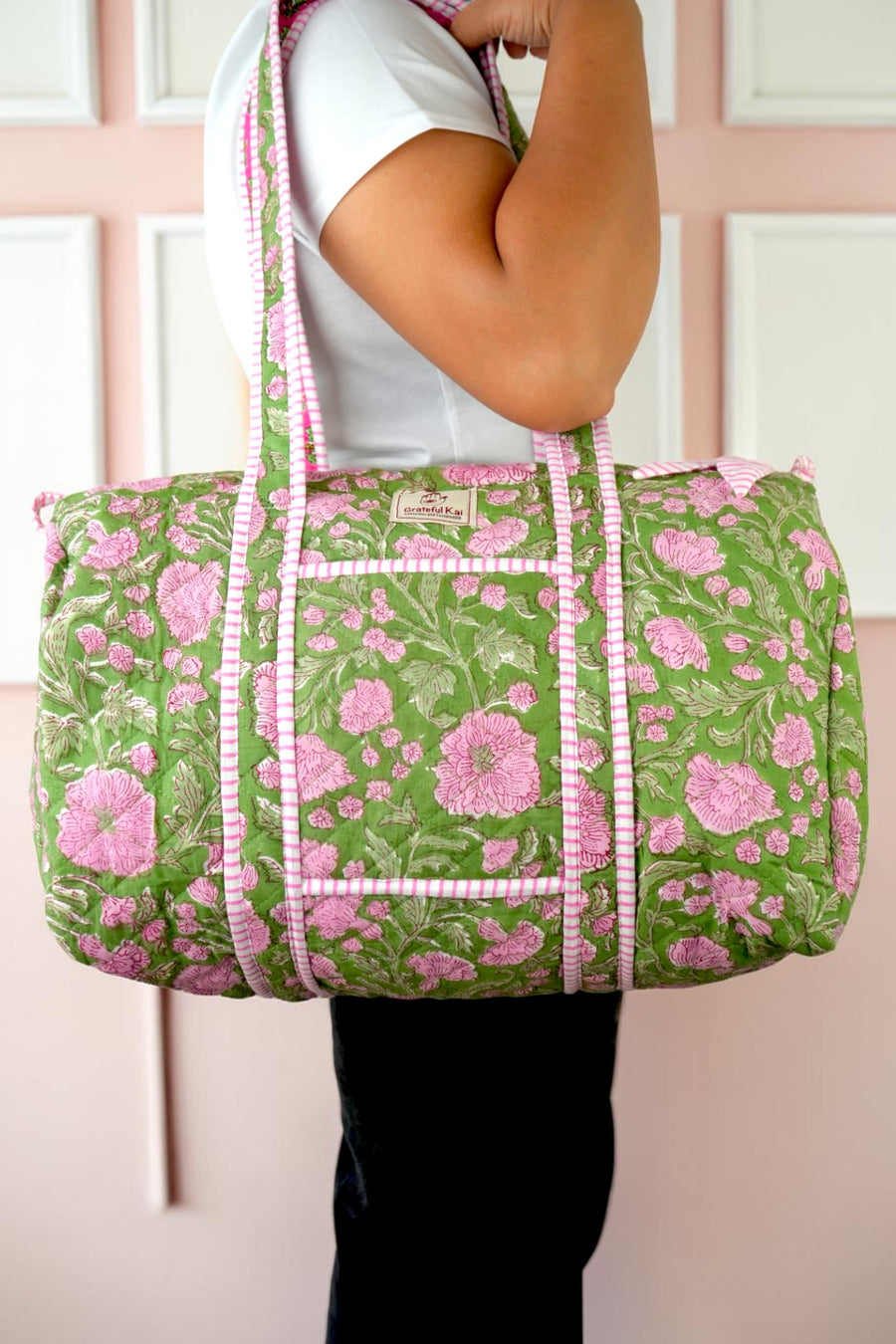 Green candy duffle bag