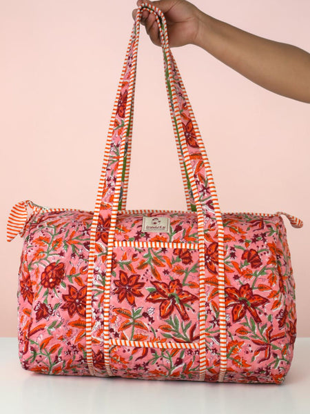 Quilted Duffle Bag in Pink Fiesta Floral