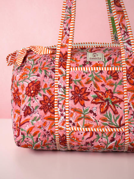 Quilted Duffle Bag in Pink Fiesta Floral
