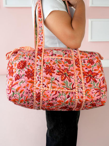 Quilted Duffle Bag in Pink Fiesta Floral