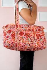 Quilted Duffle Bag in Pink Fiesta Floral