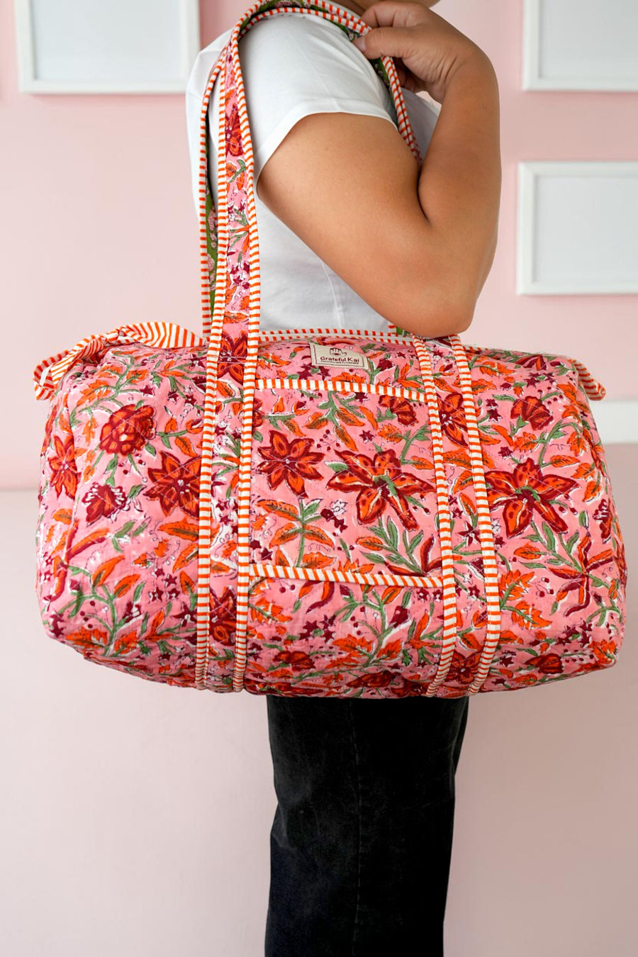 Quilted Duffle Bag in Pink Fiesta Floral